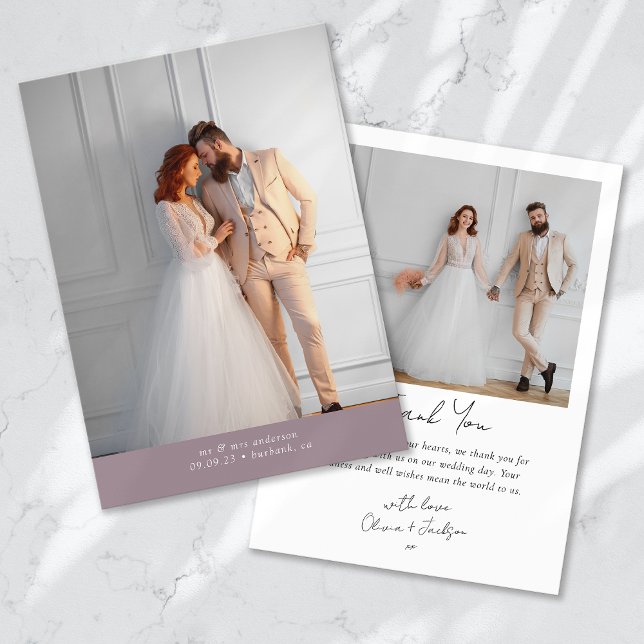 Tarjeta De Agradecimiento Boda de caligrafía fotográfica Lavender 2 (Subido por el creador)
