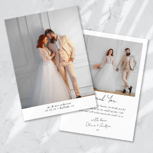 Tarjeta De Agradecimiento Boda de caligrafía fotográfica simple 2