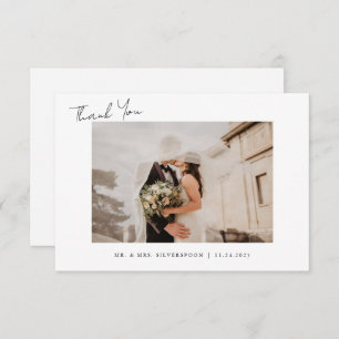 Tarjeta De Agradecimiento Boda de caligrafía minimalista