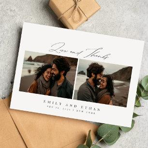 Tarjeta De Agradecimiento Boda de Caligrafía Moderna 2 Fotos