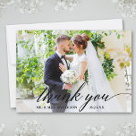 Tarjeta De Agradecimiento Boda de caligrafía moderna Bride Groom Foto B<br><div class="desc">Tarjeta de agradecimiento a la Boda de caligrafía moderna Novia y Groom Photo - Black Script</div>