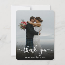 Tarjeta De Agradecimiento Boda de caligrafía moderna foto completa
