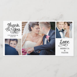 Tarjeta De Agradecimiento Boda de caligrafía moderna Gracias Cartas Negro