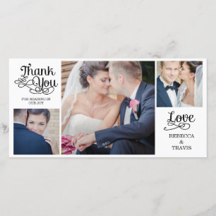 Tarjeta De Agradecimiento Boda de caligrafía moderna Gracias Cartas Negro