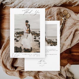 Tarjeta De Agradecimiento Boda de Caligrafía Moderna Minimalista Negro/Blanc
