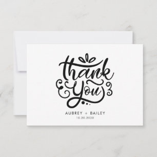 Tarjeta De Agradecimiento Boda de Caligrafía Personalizada Gracias Ornata
