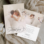 Tarjeta De Agradecimiento Boda de caligrafía romántica 2 Foto<br><div class="desc">Esta tarjeta de agradecimiento boda incluye una elegante y romántica caligrafía con una foto adicional y texto en la parte posterior. Perfecto para bodas,  cumpleaños,  graduaciones y otros eventos. Para una personalización más avanzada de este diseño,  haga clic en el BOTÓN HERRAMIENTA DE DISEÑO AZUL de arriba.</div>