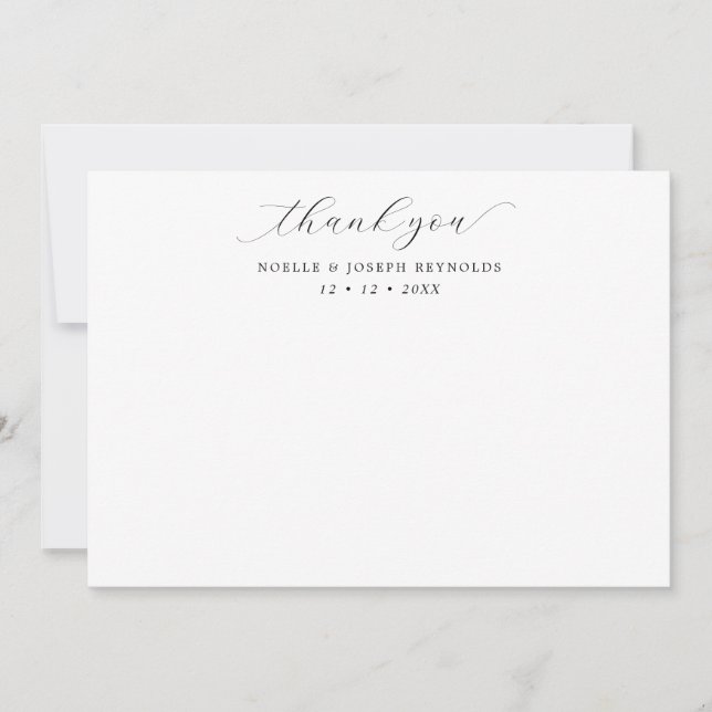Tarjeta De Agradecimiento Boda de caligrafía simple elegante plana (Anverso)