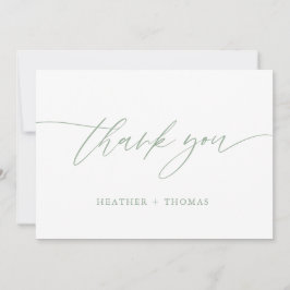 Tarjeta De Agradecimiento Boda de caligrafía verde rustica Sage