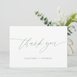 Tarjeta De Agradecimiento Boda de caligrafía verde rustica Sage