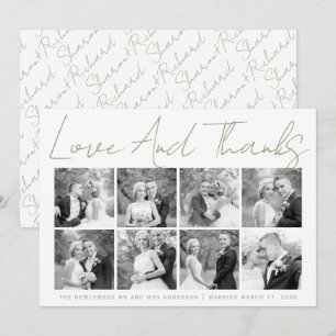 Tarjeta De Agradecimiento Boda de caligrafía verde sabio Gracias foto