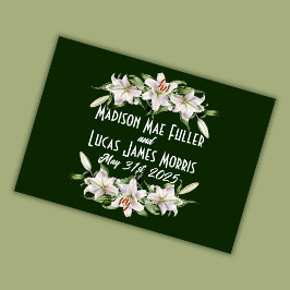 Tarjeta De Agradecimiento Boda de Calla Lilies, blanco en verde profundo