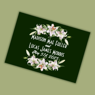 Tarjeta De Agradecimiento Boda de Calla Lilies, blanco en verde profundo
