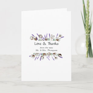 Tarjeta De Agradecimiento Boda de Campo de Algodón Lavanda Rústica