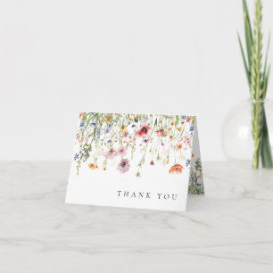 Tarjeta De Agradecimiento Boda de Campo de Flores Silvestres Acuarela