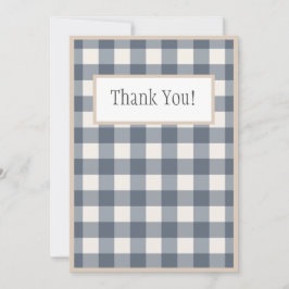 Tarjeta De Agradecimiento Boda de campo de la Marina Azul Plaid Gingham