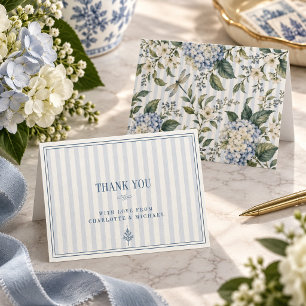 Tarjeta De Agradecimiento Boda de Campo Francés Hortensia Libélula