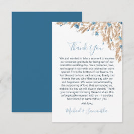 Tarjeta De Agradecimiento Boda de campos de campo azul en polvo