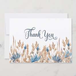 Tarjeta De Agradecimiento Boda de canteras azules y de trigo