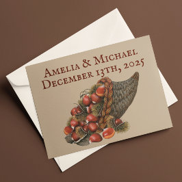 Tarjeta De Agradecimiento Boda de castañas de invierno marrón