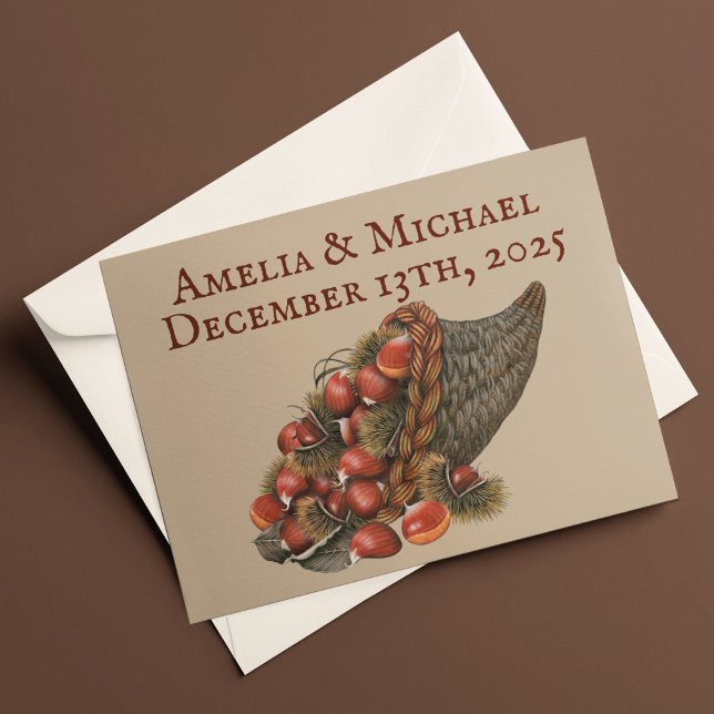 Tarjeta De Agradecimiento Boda de castañas de invierno marrón (Subido por el creador)