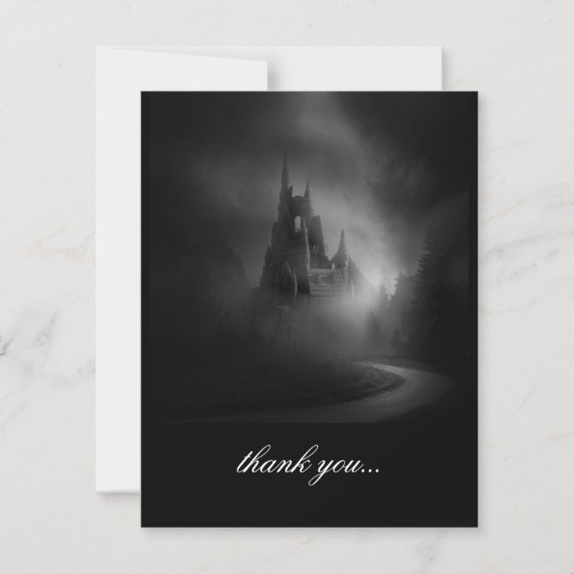 Tarjeta De Agradecimiento Boda de Castillo Gótico Gracias (Anverso)