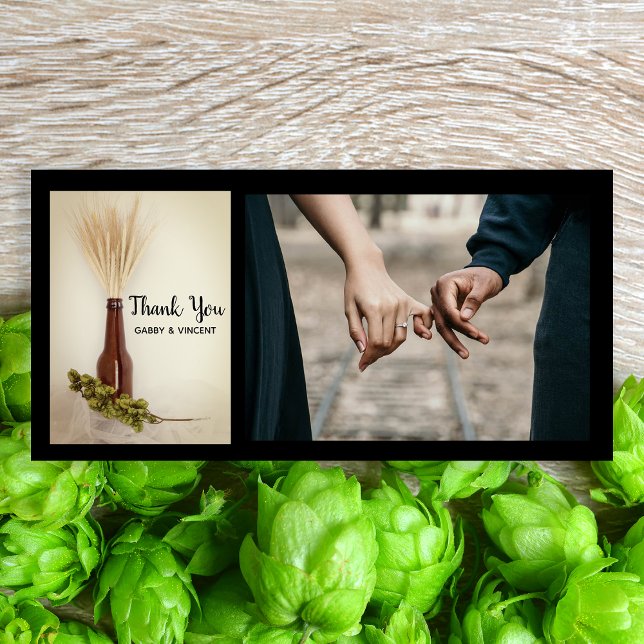 Tarjeta De Agradecimiento Boda de Cervecería de Trigo Seco y Hops Gracias (Subido por el creador)