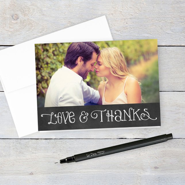Tarjeta De Agradecimiento Boda de chalkboard de guión ruso foto negra (Subido por el creador)