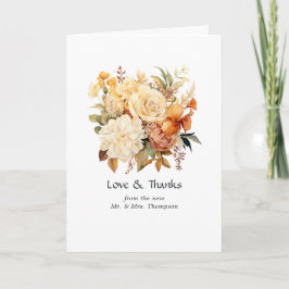Tarjeta De Agradecimiento Boda de champán y floral de marfil