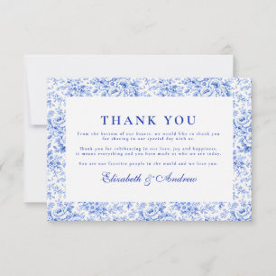 Tarjeta De Agradecimiento Boda de Chinoiserie Azul Delft