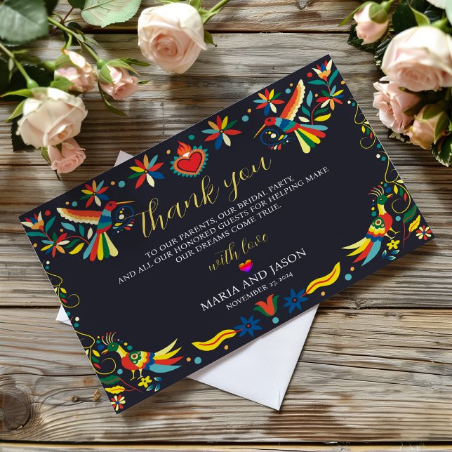 Tarjeta De Agradecimiento Boda de Cinco de Mayo Fiesta (Mexican Colorful Cinco de Mayo Fiesta Wedding Thank You Card)