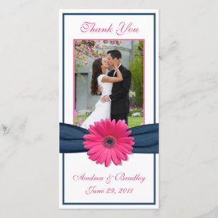 Tarjeta De Agradecimiento Boda de Cinta de la Marina Rosa Gerbera Daisy Grac