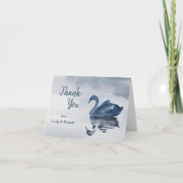 Tarjeta De Agradecimiento Boda de cisne azul romántico