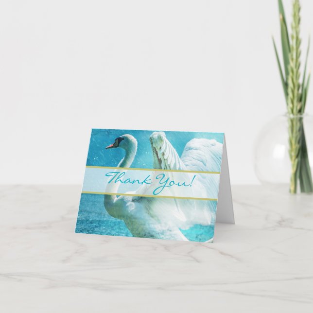 Tarjeta De Agradecimiento Boda de Cisne Mágico Gracias (Anverso)
