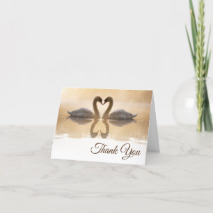 Tarjeta De Agradecimiento Boda de Cisnes de Amor