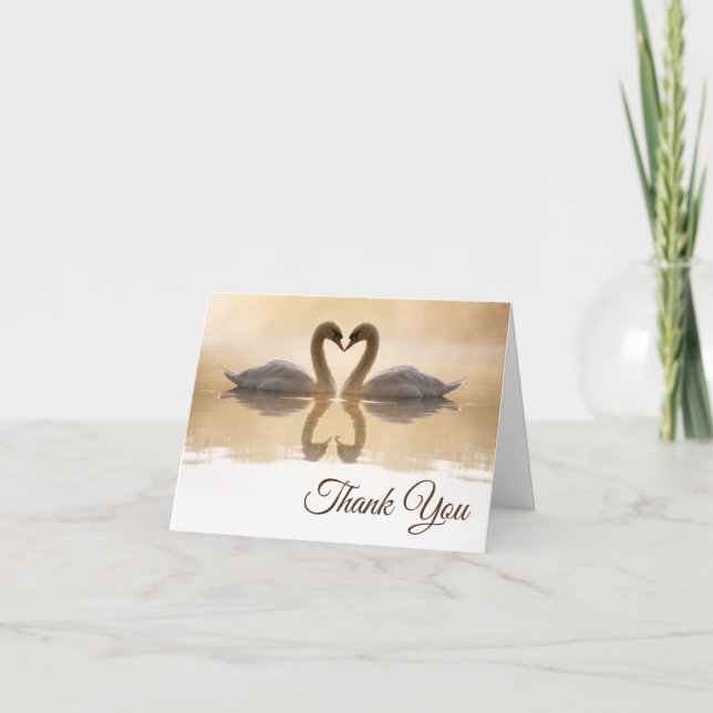 Tarjeta De Agradecimiento Boda de Cisnes de Amor (Anverso)