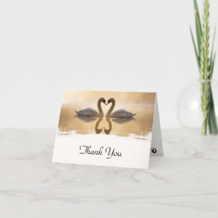 Tarjeta De Agradecimiento Boda de Cisnes de Amor