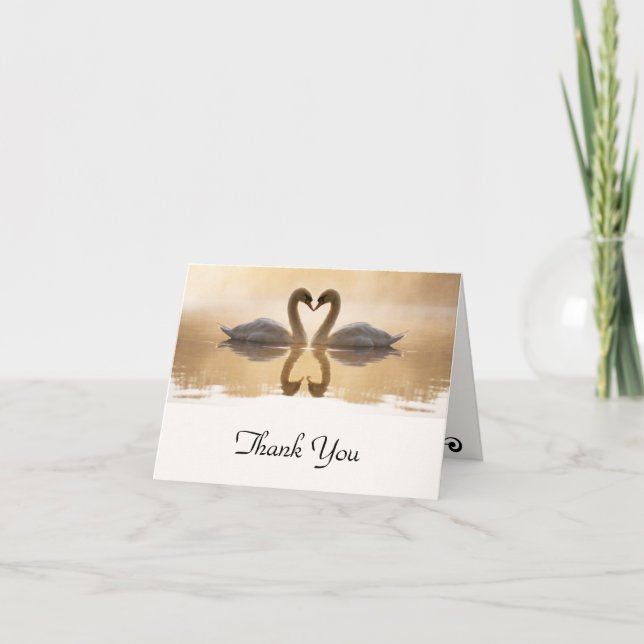 Tarjeta De Agradecimiento Boda de Cisnes de Amor (Anverso)