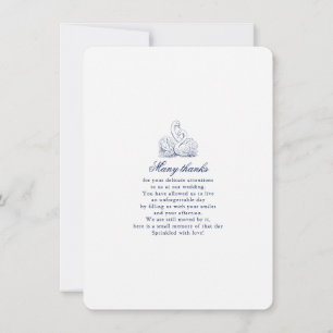 Tarjeta De Agradecimiento Boda de cisnes de amor con esbozo minimalista