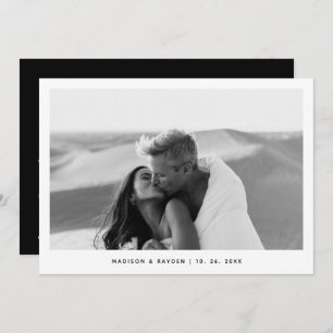 Tarjeta De Agradecimiento Boda de código QR de fotos simples en blanco y neg