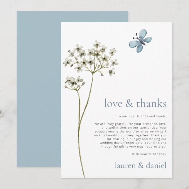 Tarjeta De Agradecimiento Boda de código QR de la mariposa silvestre minimal (Anverso / Reverso)