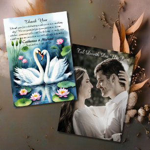 Tarjeta De Agradecimiento Boda de código QR de Lotus Pond