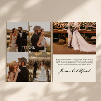 Tarjeta De Agradecimiento Boda de Colaje de Fotos de Caligrafía Moderna y El