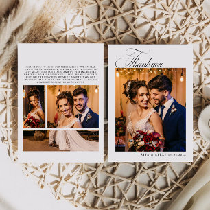 Tarjeta De Agradecimiento Boda de Colaje de Fotos de Caligrafía Moderna y Li