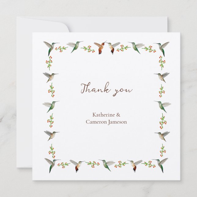 Tarjeta De Agradecimiento Boda de Colibrí (Anverso)