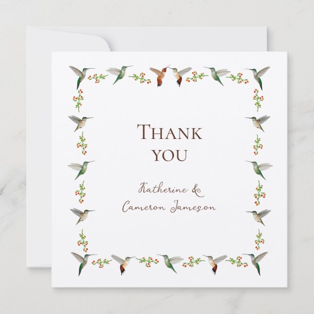 Tarjeta De Agradecimiento Boda de Colibrí (Anverso)