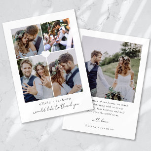Tarjeta De Agradecimiento Boda de collage de fotos