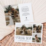 Tarjeta De Agradecimiento Boda de Collage de fotos de elegancia rústica<br><div class="desc">Tarjeta de agradecimiento de boda rústica y elegante que incluye un texto de tipografía que dice "gracias" en un tipo de letra mezclado con guiones y tipos de letra serif. Esta plantilla tiene 3 fotos en la parte delantera y 1 en la parte posterior.</div>