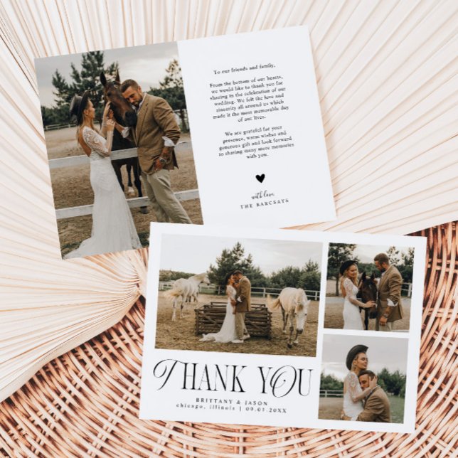 Tarjeta De Agradecimiento Boda de Collage de fotos de elegancia rústica (Subido por el creador)