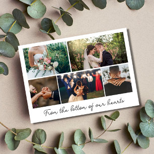 Tarjeta De Agradecimiento Boda de Collage de fotos de guiones modernos graci